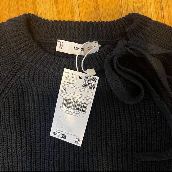 Mango navy blue tie neck sweater - Picture 3 of 4